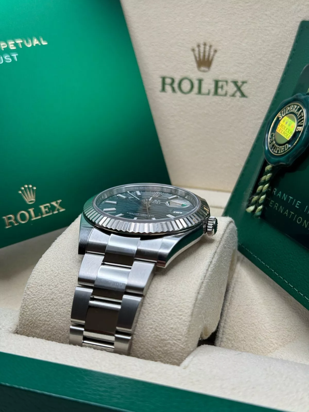 [Super Clone]RLX  Datejust 41mm 126334-0029 Mint Green Fluted Motif Dial Oyster Bracelet