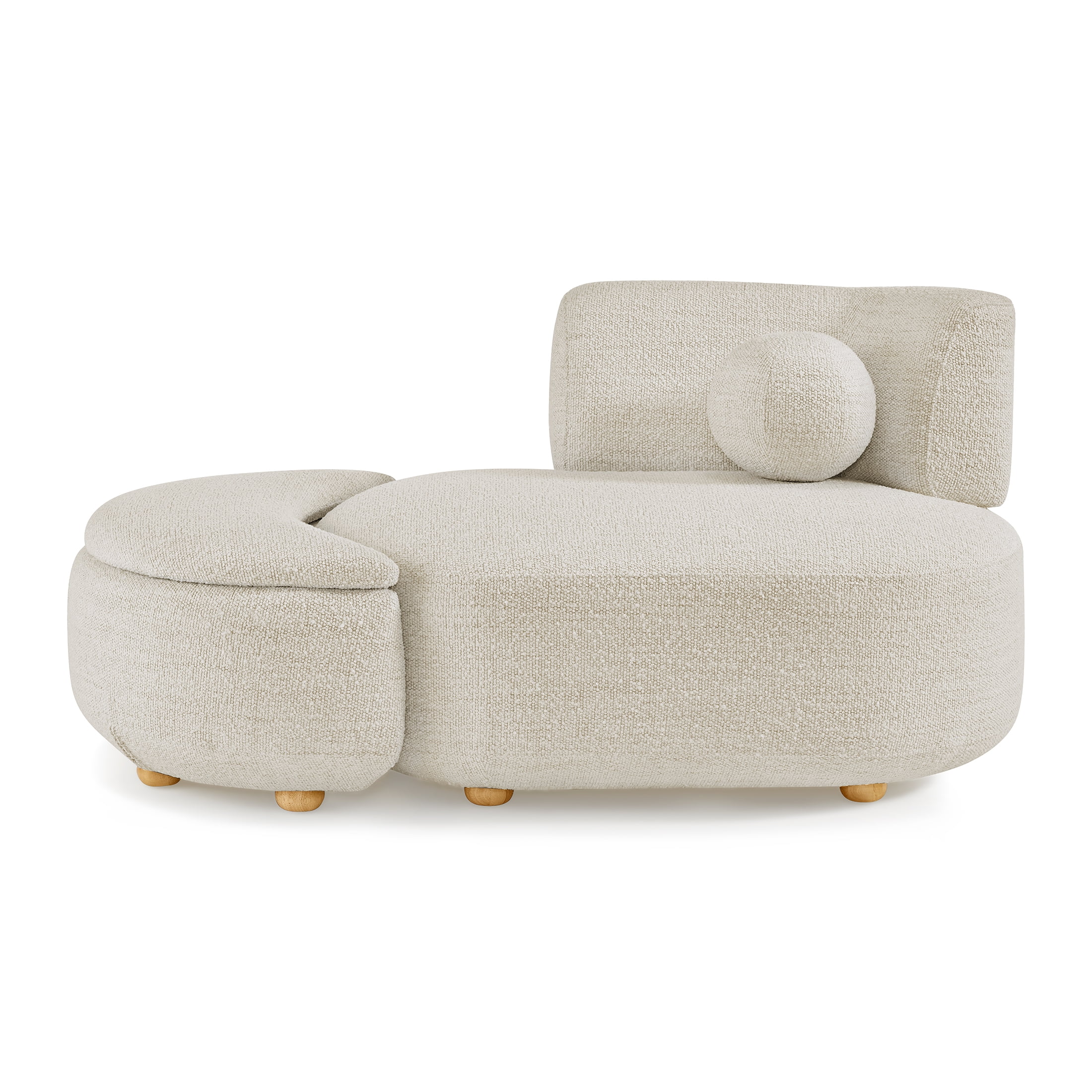 Juliet Modern Boucle Chaise Storage Ottoman, Pearl(White) - Image 4