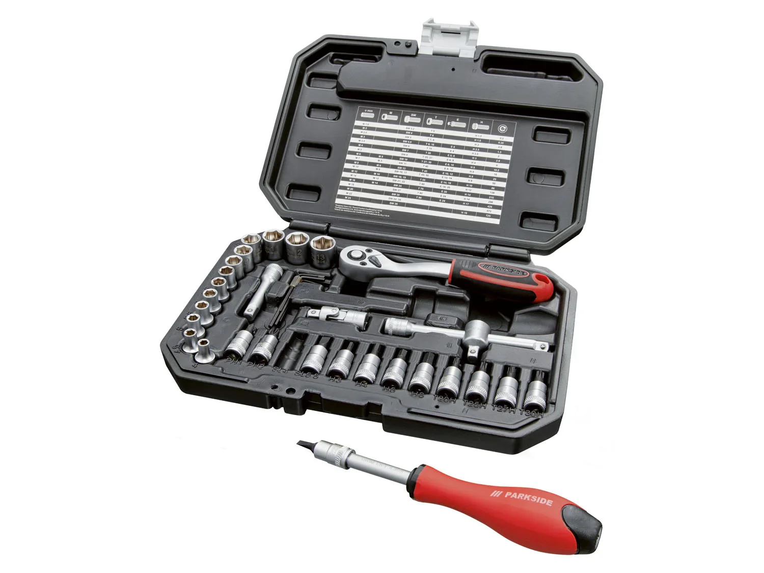 PARKSIDE Set de douilles et d'embouts, 36 pices