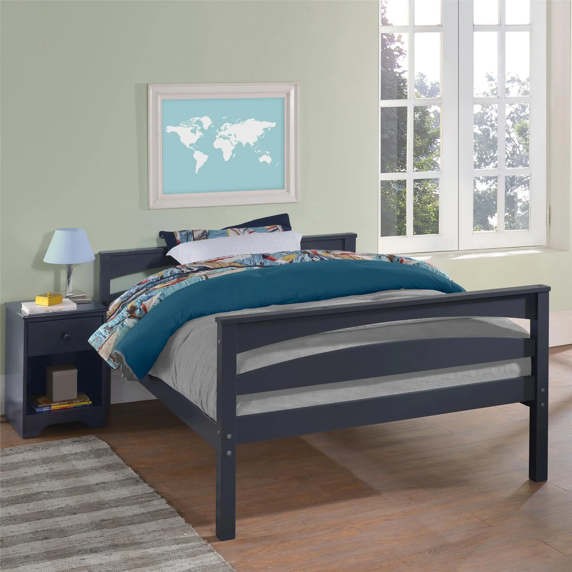 Better Homes & Gardens Leighton Kids' Convertible Twin-Over-Full Bunk Bed, Gray