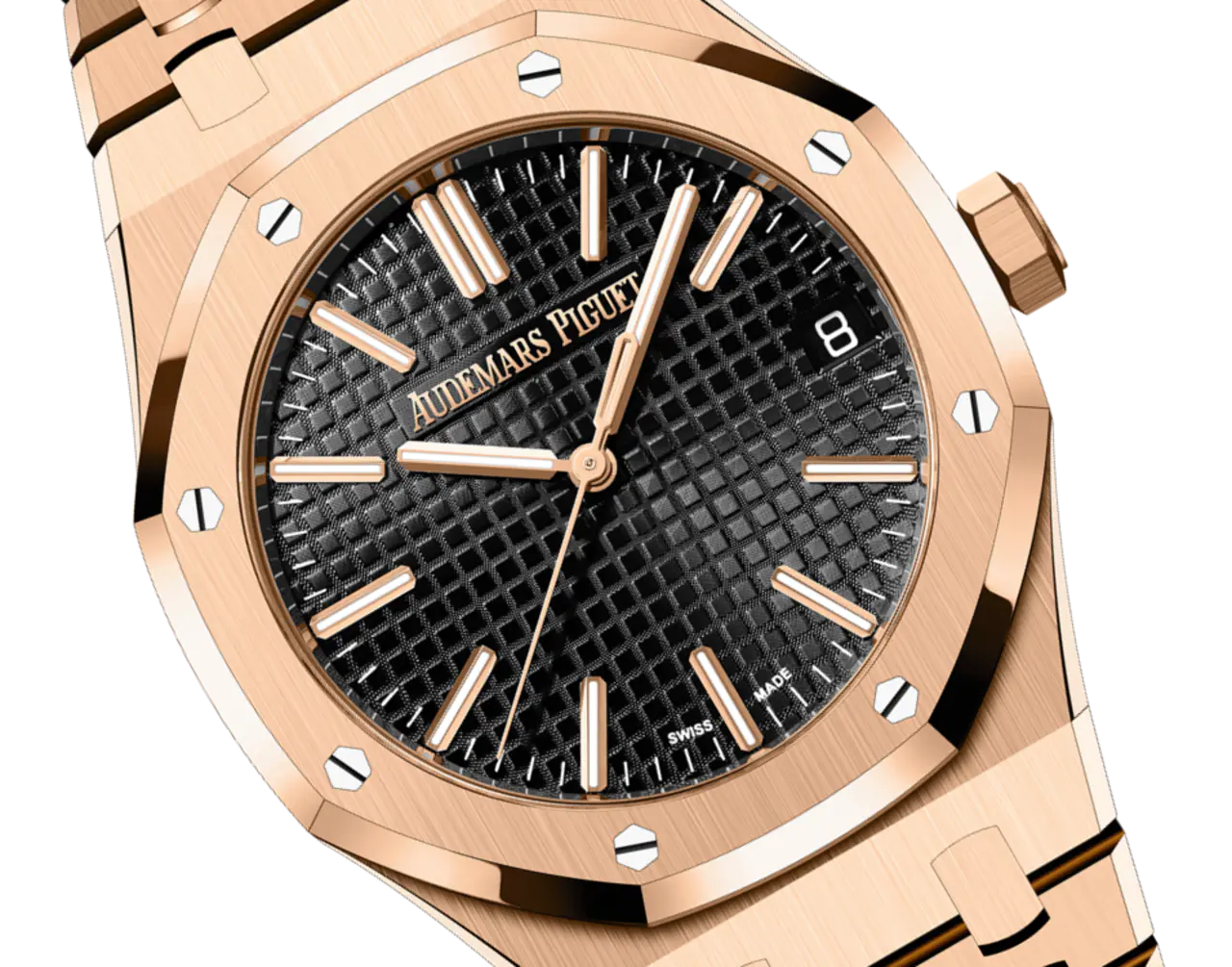 【Super Clone】Audemars Piguet ROYAL OAK Pink Gold Black Dial 41mm 15510OR.OO.1320OR.04
