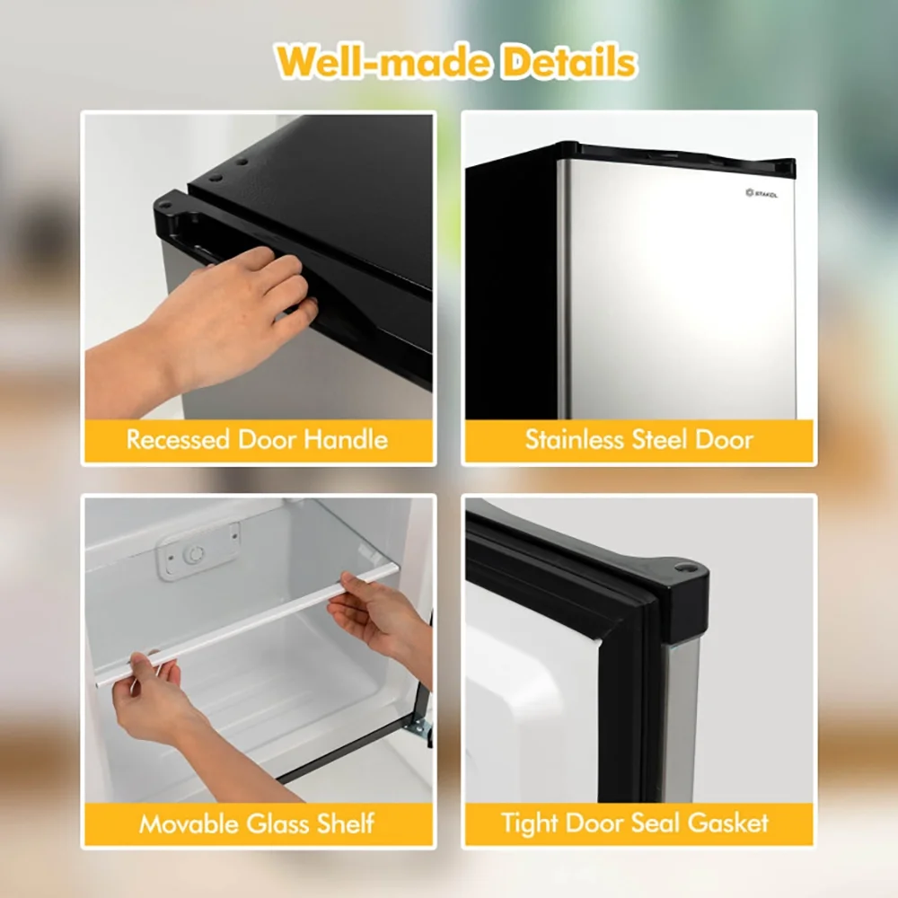 3 Cubic Feet Compact Upright Freezer with Stainless Steel Door, Compact Refrigerator for Dorm, Office, Bedroom - Image 6