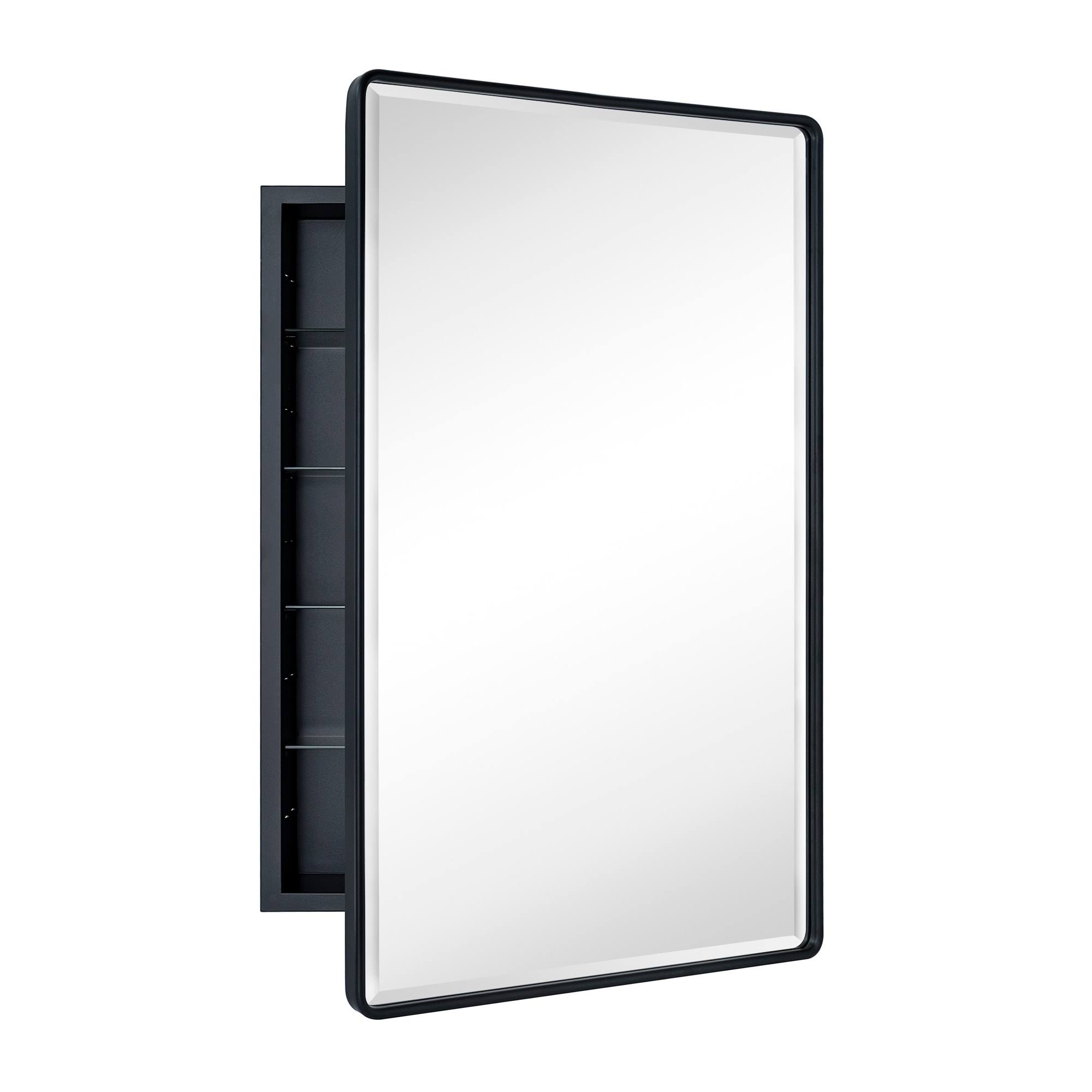 Farmhouse Recessed Metal Bathroom Medicine Cabinets with Mirror 36 inch x 24 inch - Black, Size: 36 x 24 - Black