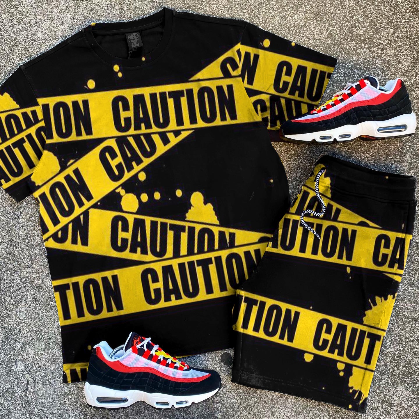 Ensemble de t-shirts à manches courtes Suitmens pour hommes, motif CAUTION, référence 041