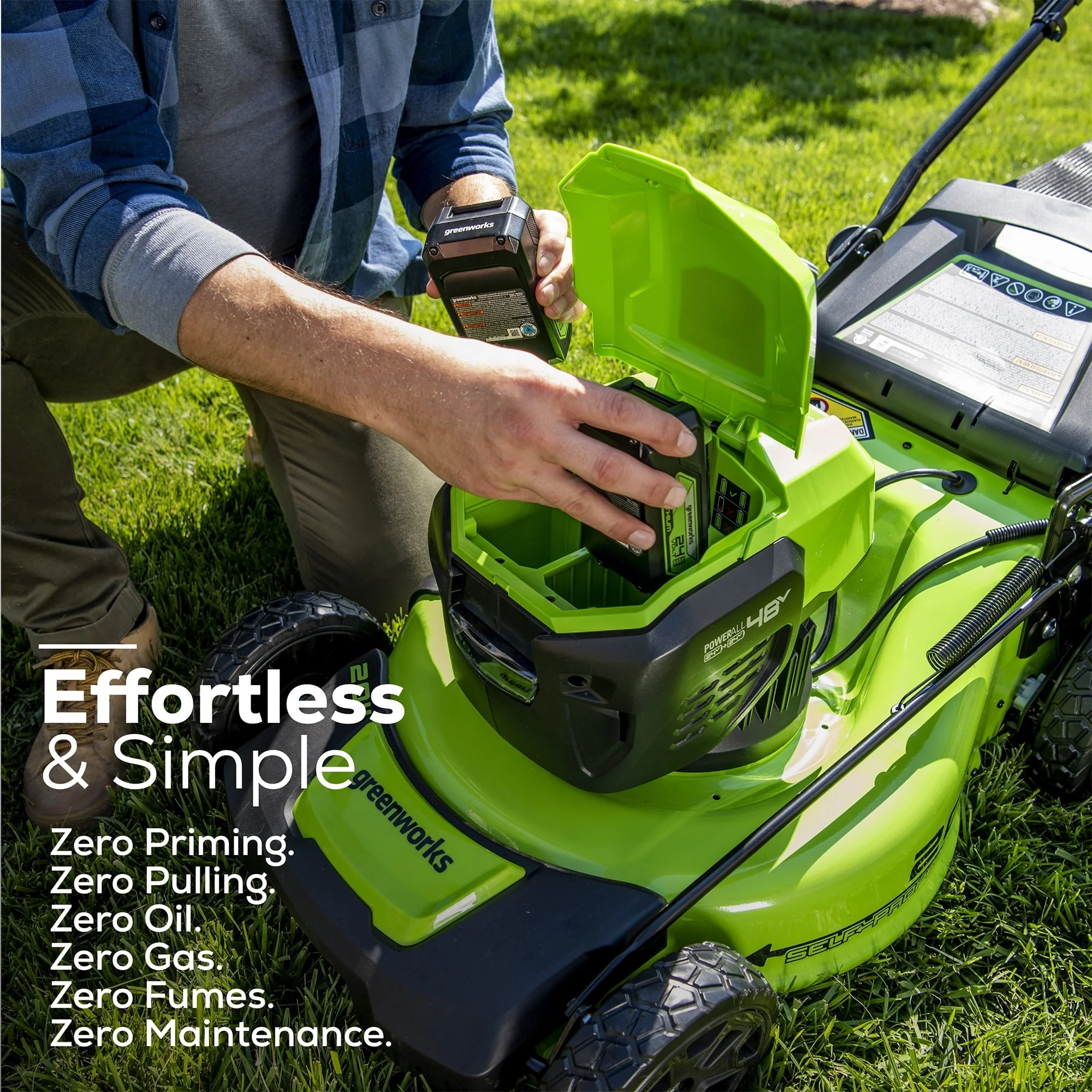 48V 20" Brushless Battery-Powered Lawn Mower, Two (2) 4.0Ah USB Batteries and Charger - Image 5