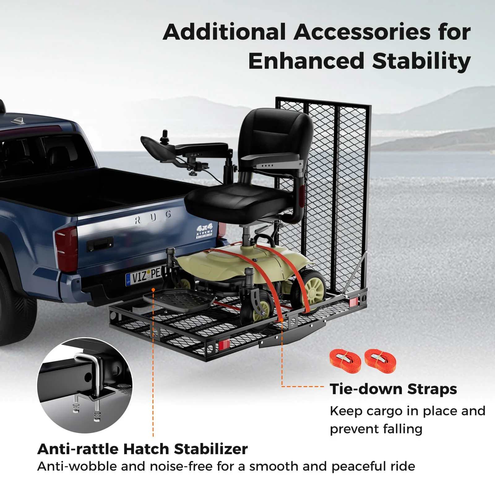 Costway 500 lb Strong Wheelchair Hitch Carrier Mobility Electric Scooter Loading Ramp