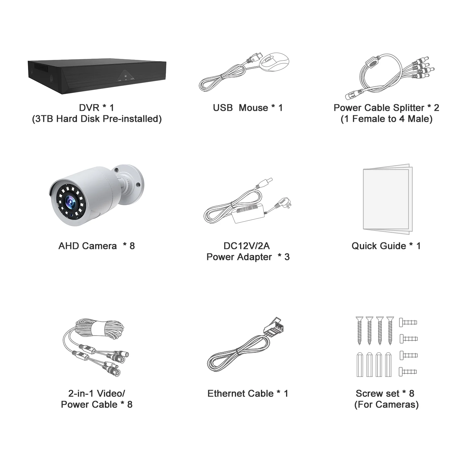 SC35 8CH CCTV Security Camera System Outdoor with 3TB Hard Drive 8pcs Wired 1080P Bullet Surveillance Cameras HDMI Connector - Image 9