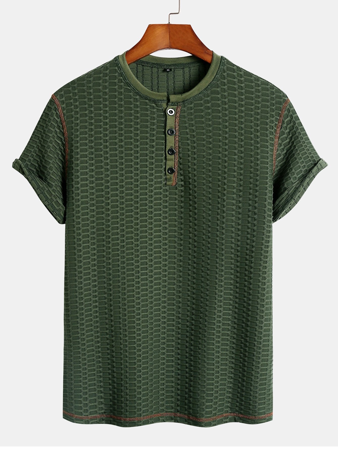 T-shirt Henley texturé en maille moulante