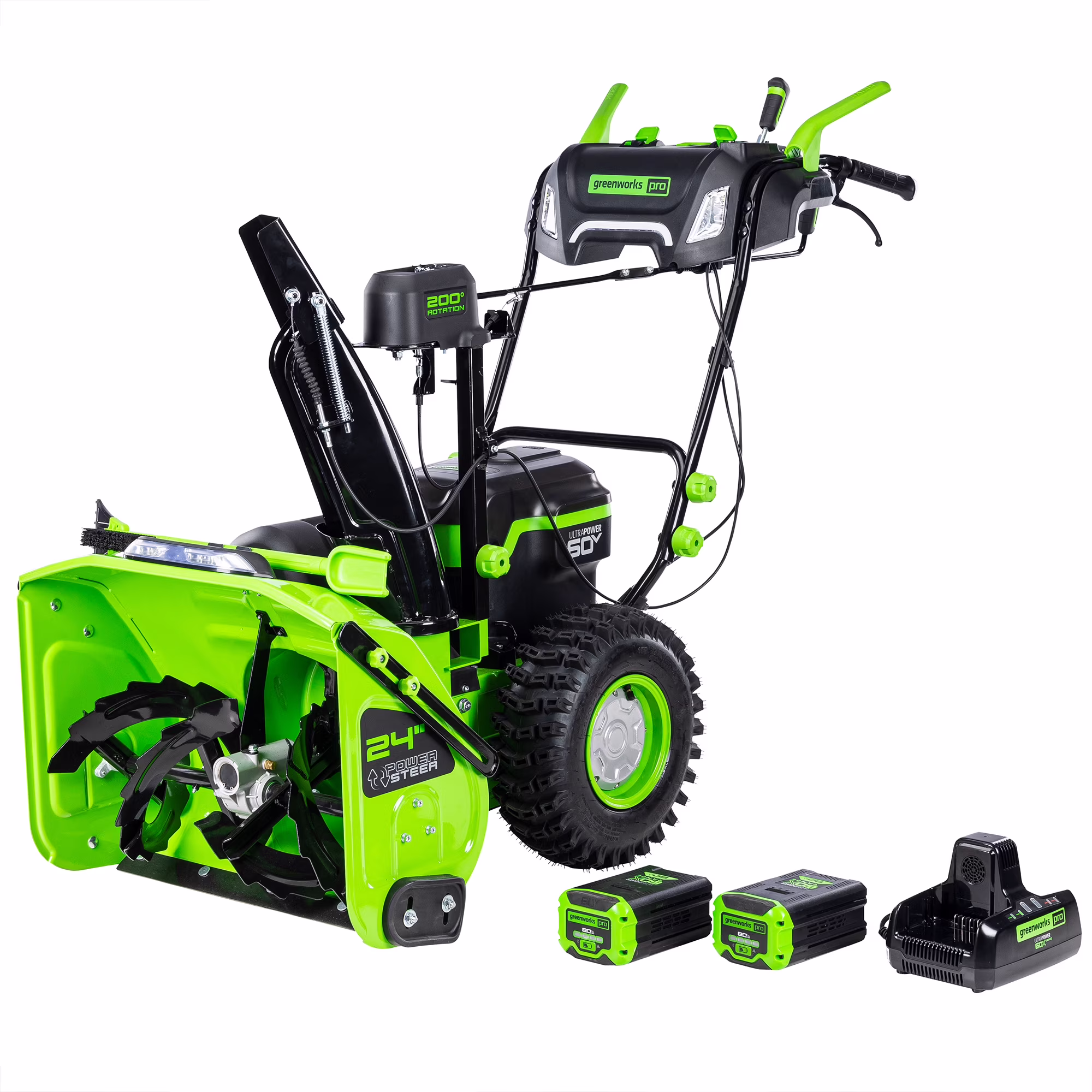 60V 24" Cordless Brushless Two-Stage Snow Blower with (2) 8.0Ah Batteries Dual-Port Charger