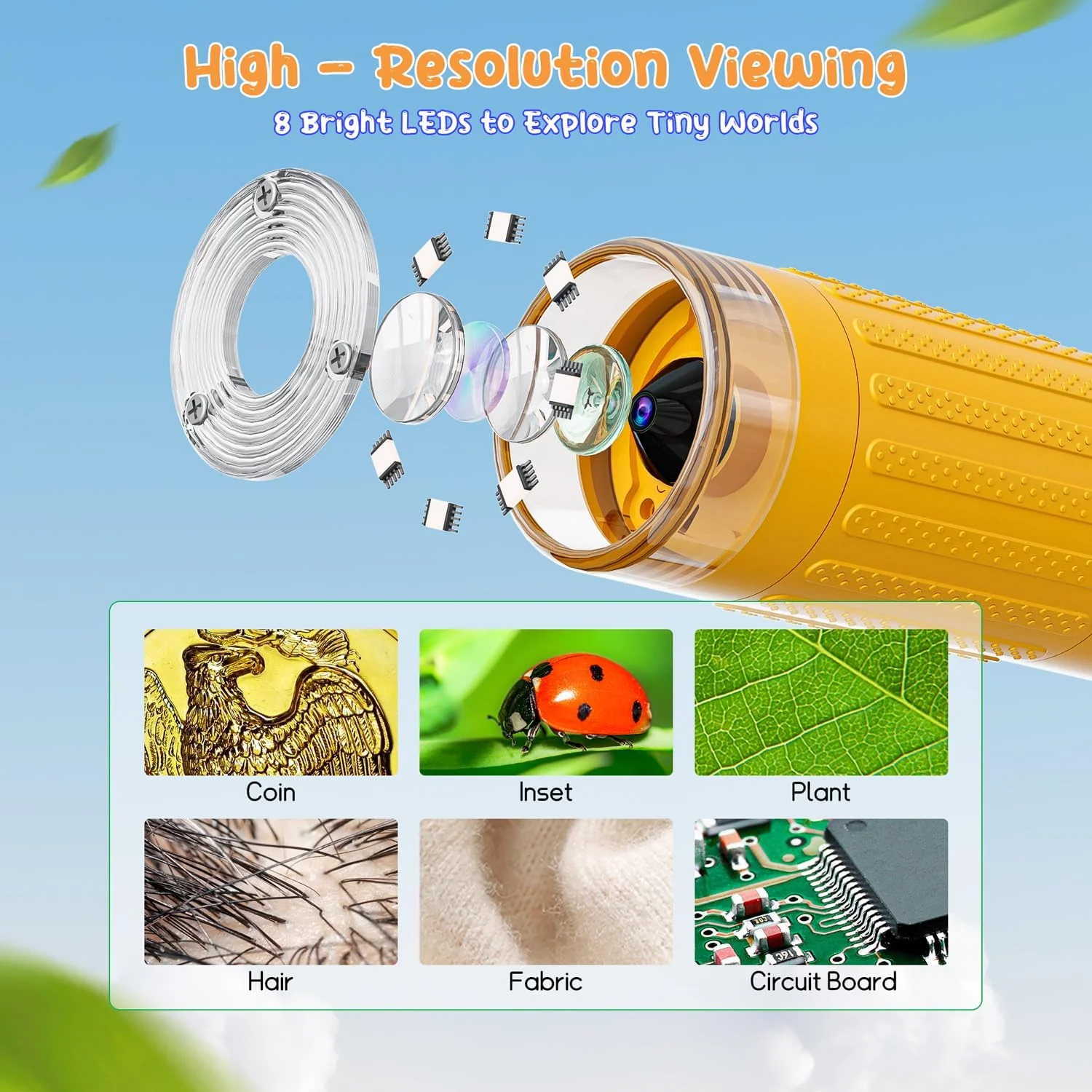 Digital Microscope for Kids with 2 Screen, 1000X Magnification & HD Camera, Portable Science Toy for Ages 4-12