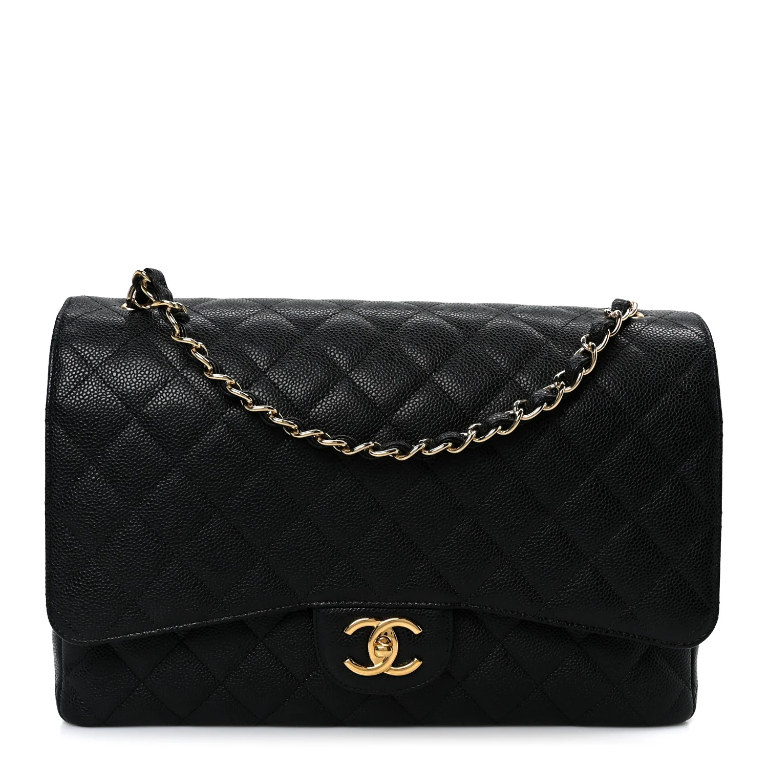 Caviar Quilted Maxi Double Flap Black