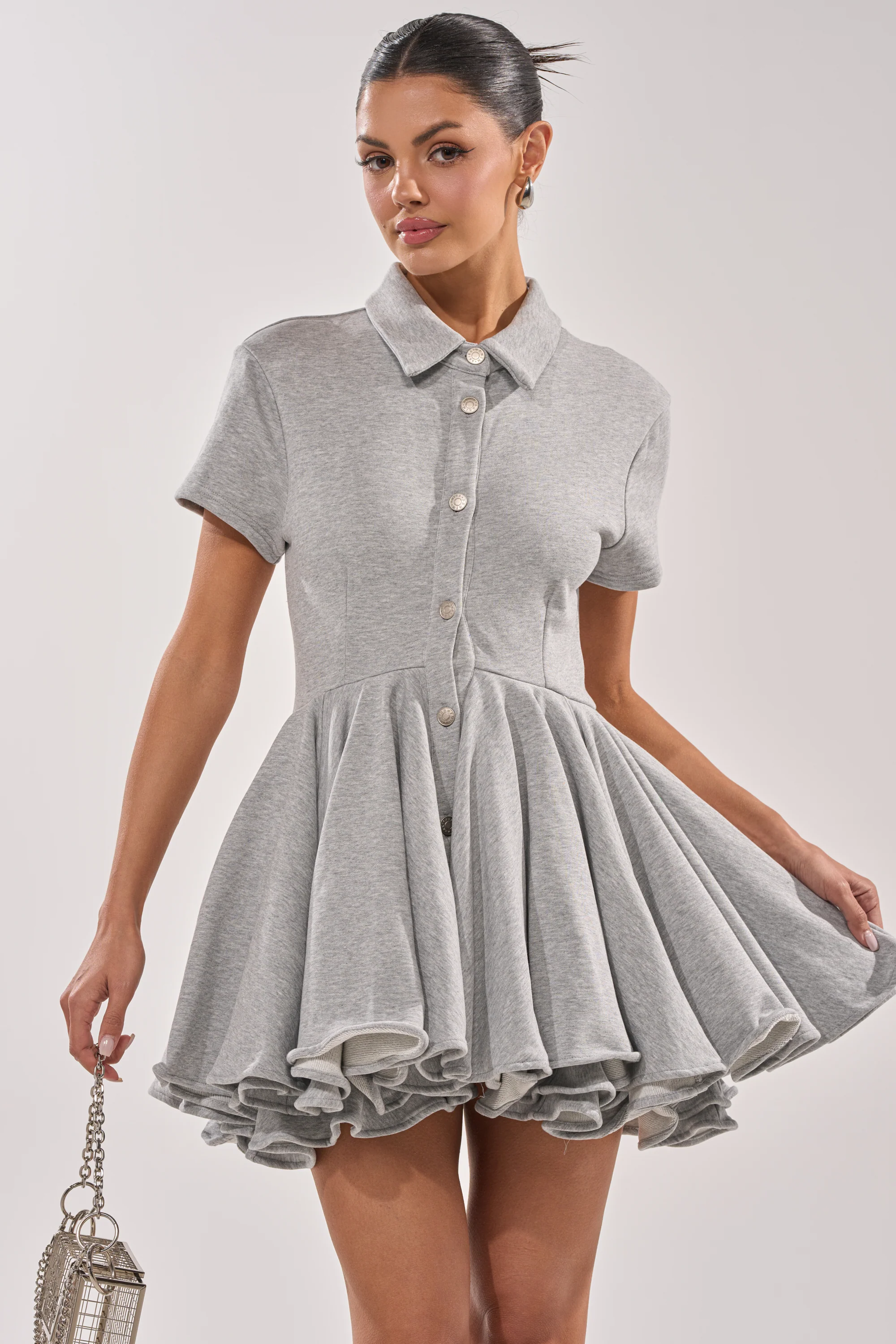 AVERY SHORT SLEEVE FRENCH TERRY MINI DRESS - Akira Store