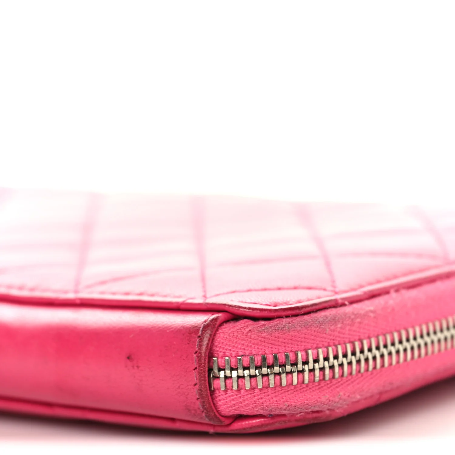 Lambskin Quilted Large Zip Around Organizer Wallet Pink