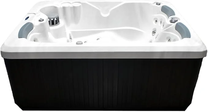 Home & Garden HG38 3-Person Hot Tub with 38 Therapy Jets and Digital Controls �?Sterling or White Acrylic Interior and Mocha Exterior Cabinet - Ideal for Backyard Relaxation and Hydrotherapy