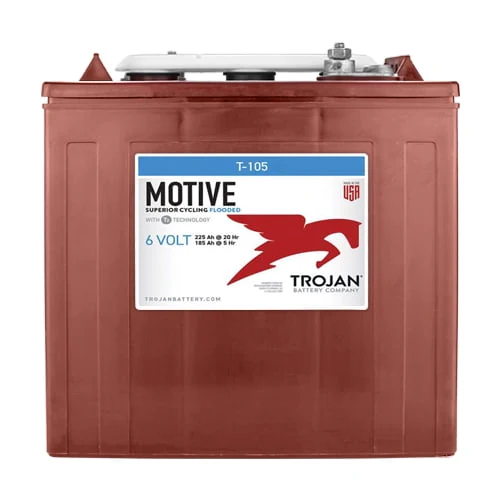 Trojan T - 105 6V Volt Deep Cycle Golf Cart, Solar, Marine, RV and Industrial Use Battery - 2 Pack