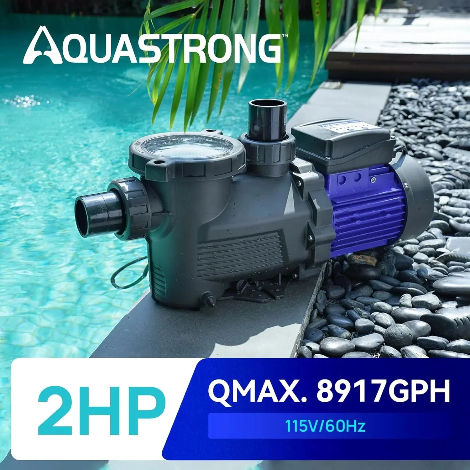 Aquastrong in Above Ground Pool Pump High Flow with Timer 2HP 8917 Gph 220V