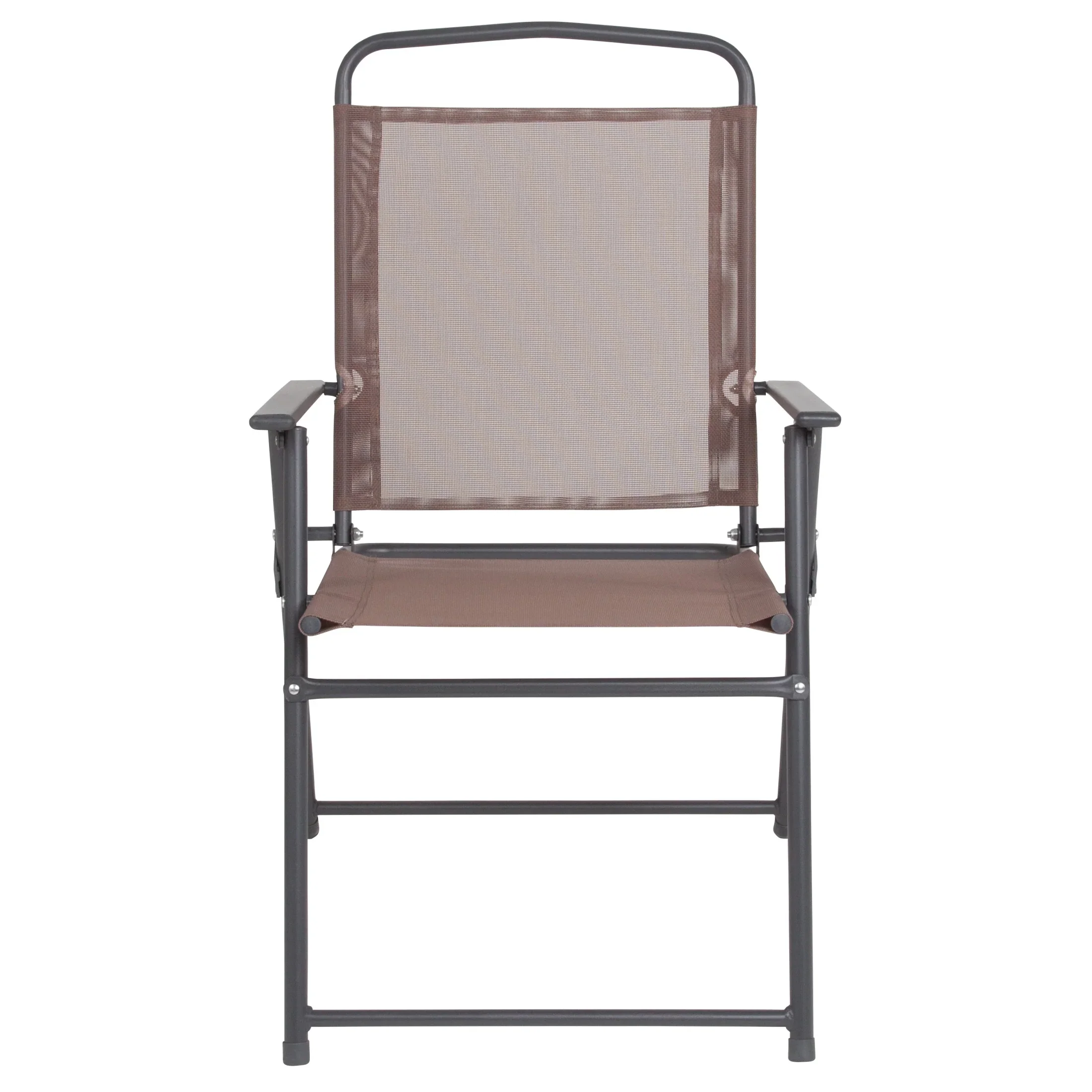 Flash Furniture Nantucket 6 Piece Black Patio Garden Set with Umbrella Table and Set of 4 Folding Chairs