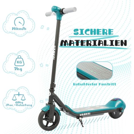 AMXCNOY Trottinette électrique pour enfants, trottinette enfant 14 km/h, 5-8km, frein électrique, conduite sécurisée pour enfants dès 6 ans, avec Bluetooth et lumières colorées — vue 2