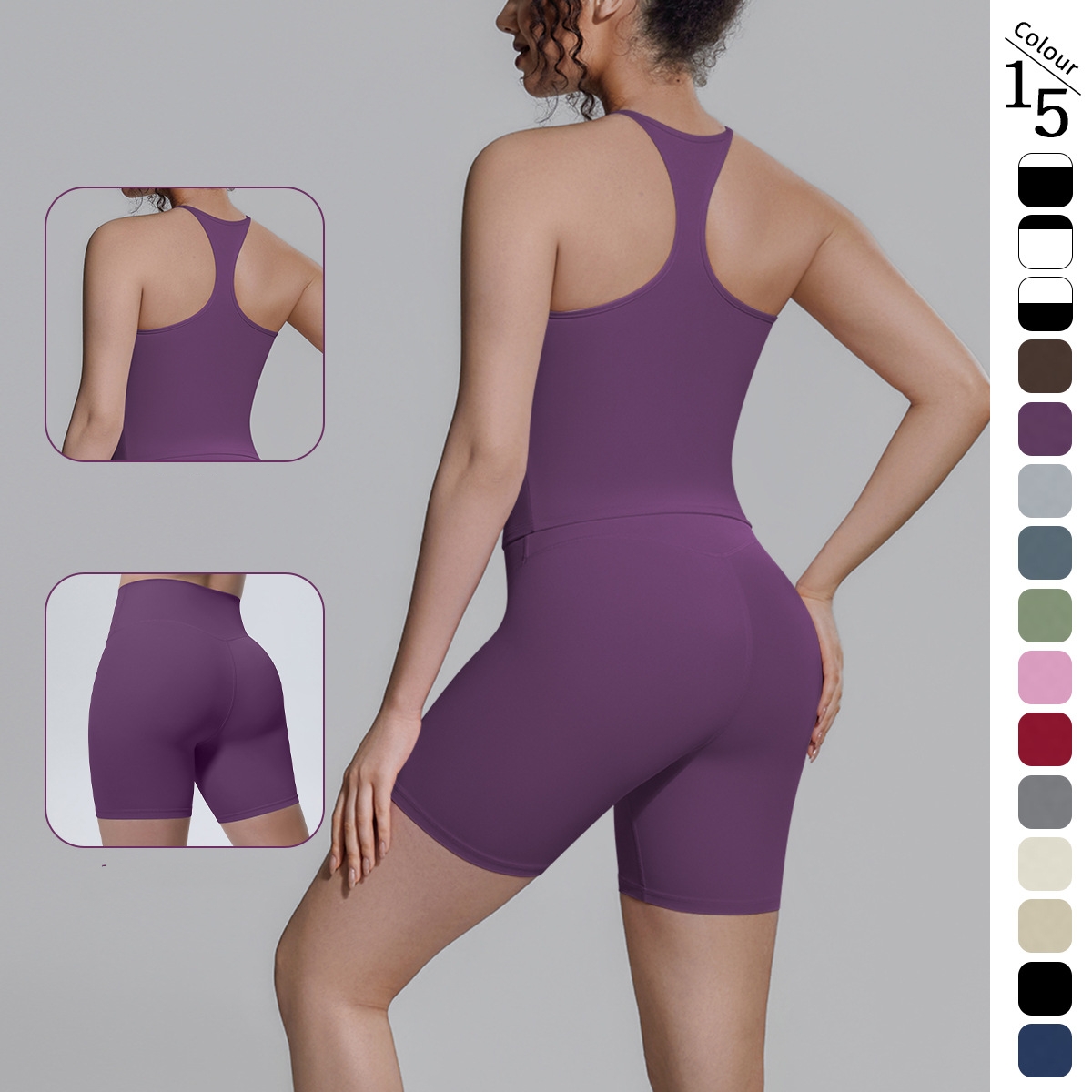 Short two-piece sports running fitness yoga outfit set