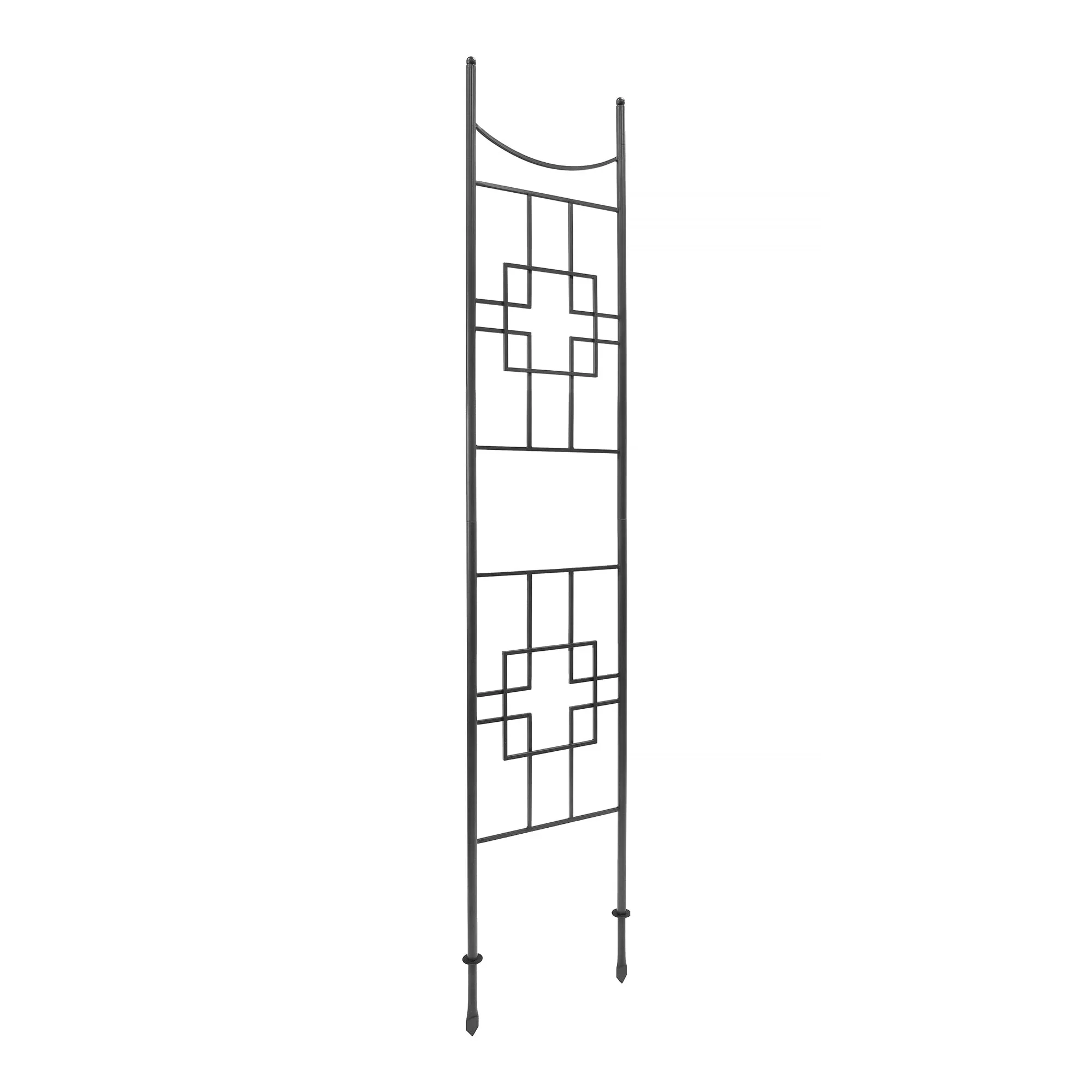 Achla Designs 96.5H Graphite Powdercoat Finish Wrought Iron Outdoor Square-on-Squares Slim Trellis, Garden Accent