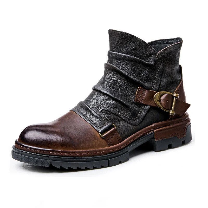 Bottes pour hommes marron unies avec lacets - Modèle Pierre