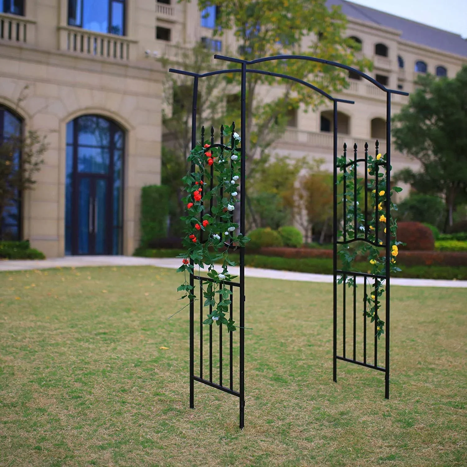Steel Garden Arch, 6'8 High x 4'11 Wide, Garden Arbor for Various Climbing Plant, Outdoor Garden Lawn Backyard