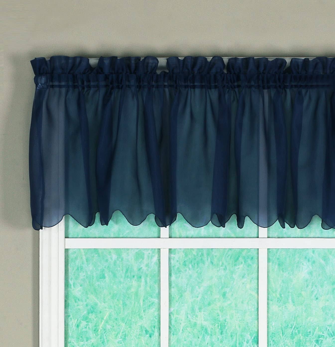 Emelia 14-inch Sheer Window Valance in Navy