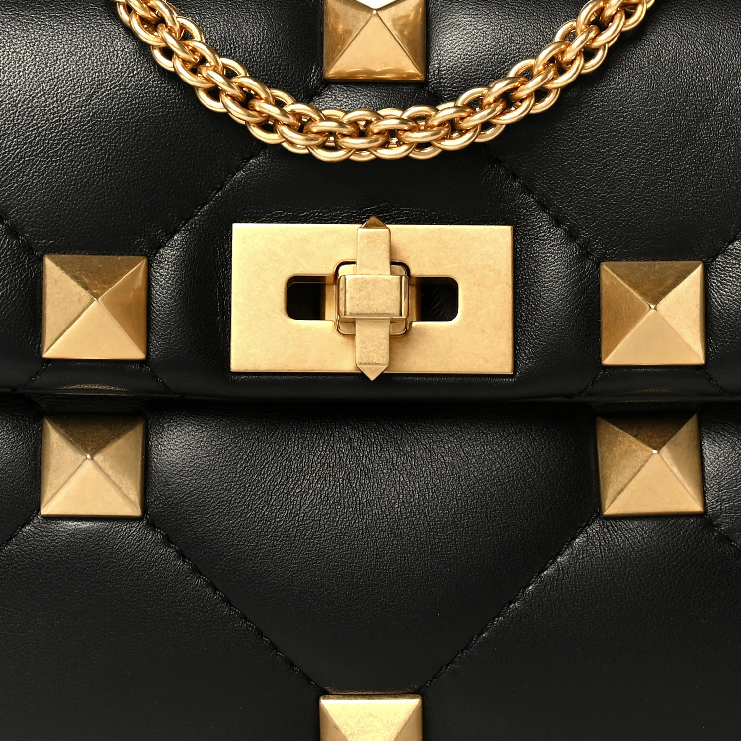 Nappa Medium Roman Stud Shoulder Bag Black