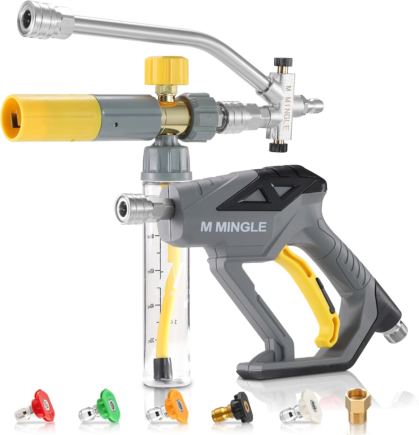 M MINGLE Pressure Washer Foam Cannon Kit, Car Wash Brush with Long Handle