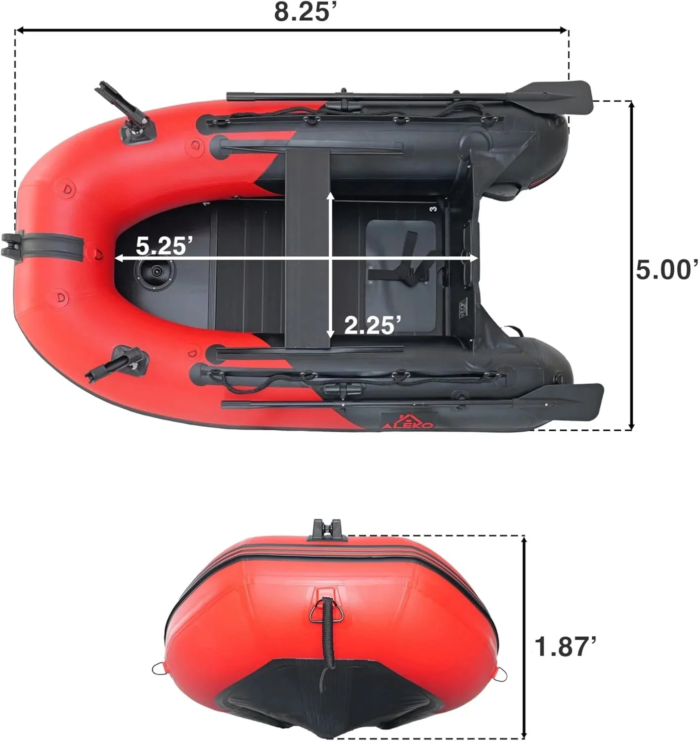 Inflatable Boat | Yacht Dinghy Tender Raft | Multi Person Fishing Boat | Aluminum Floor Oars | Fishing Rod Holders | Heavy-duty Pvc | 2024…