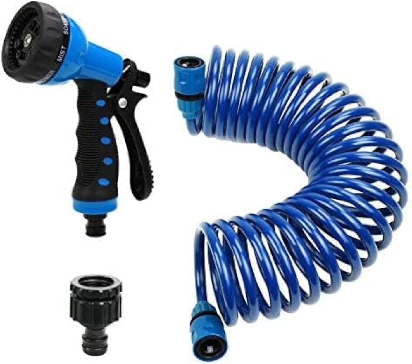 EVA Recoil Garden Hose 25ft - Includes 7 Pattern Spray Nozzle, Retractable Curly Water Hose (green)
