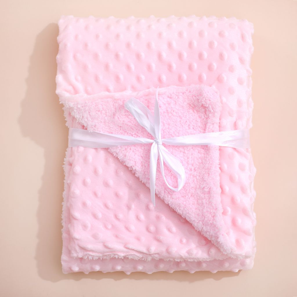Double Sided Minky Dot Sherpa Fleece Eco-Friendly All-Season Customizable Baby Swaddle Blanket Ultra Soft for Babies