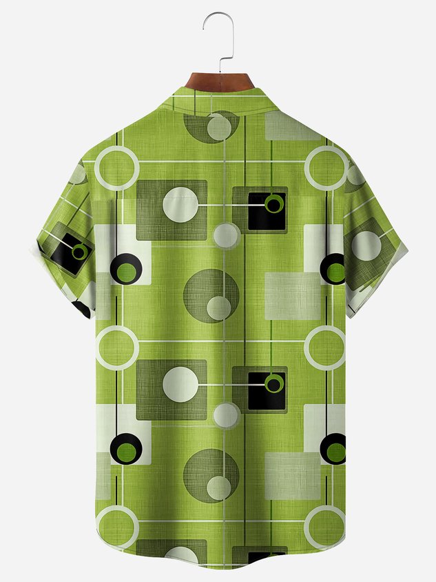 Chemise décontractée à manches courtes et poche poitrine à motif géométrique