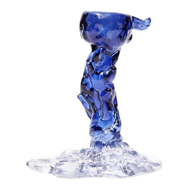 Drip lysestake i glass S 14 cm mørk blå