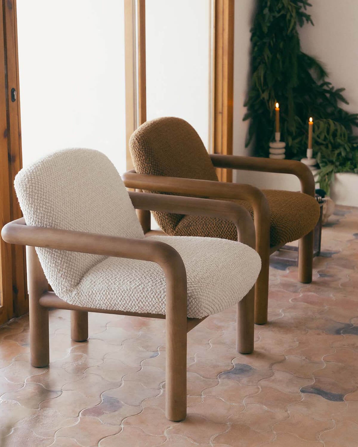 Maiel - Pack 2 Sillones de Tela y Madera Maiel