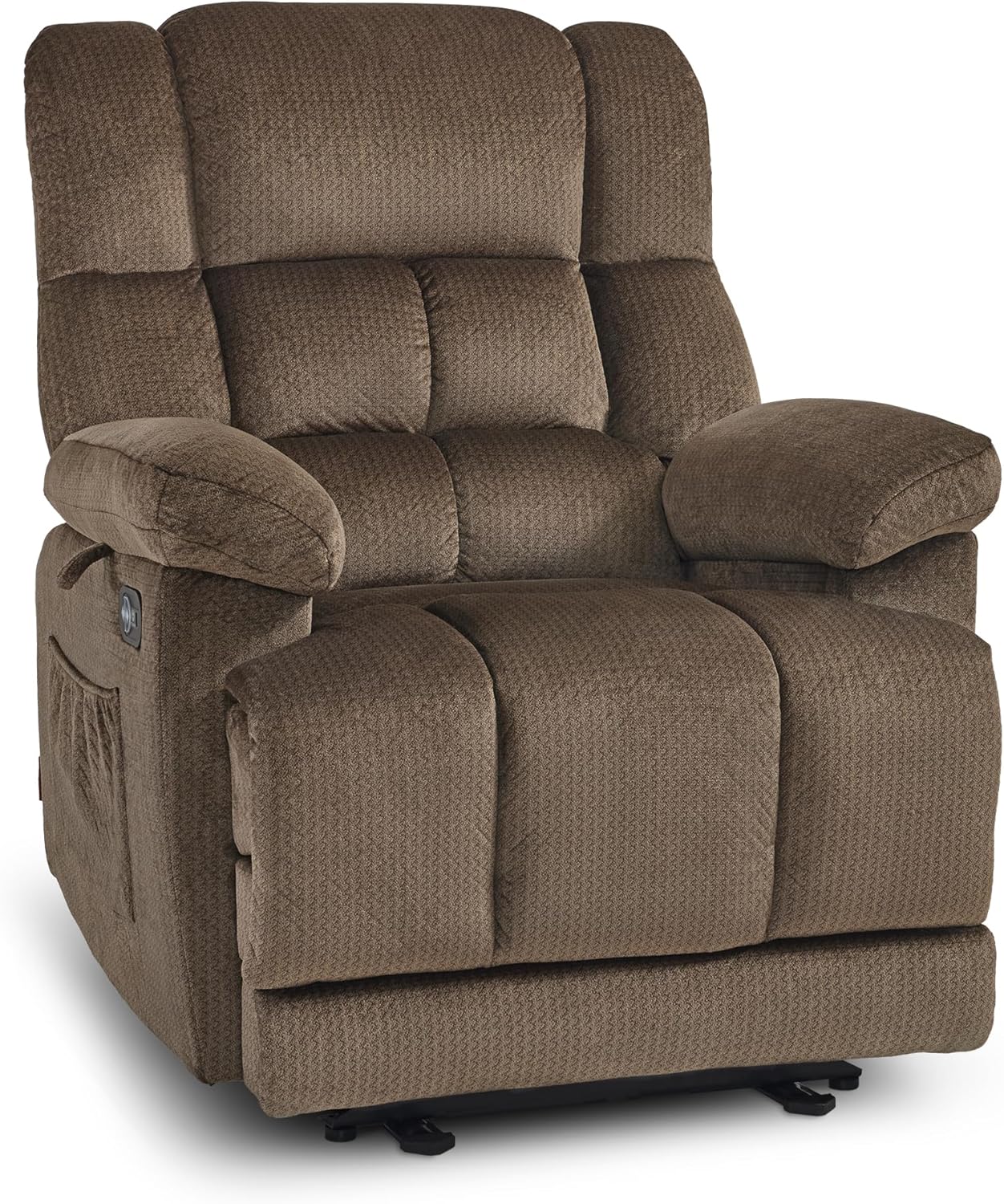 MCombo Zero Gravity Power Recliner Chair with Heat and Vibration Massage, Reclining Chair with USB Ports for Living Room, Fabric R6233 (Brown)