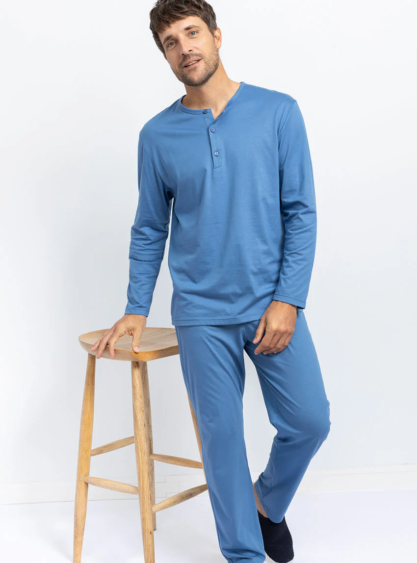 Pyjama homme en coton bleu