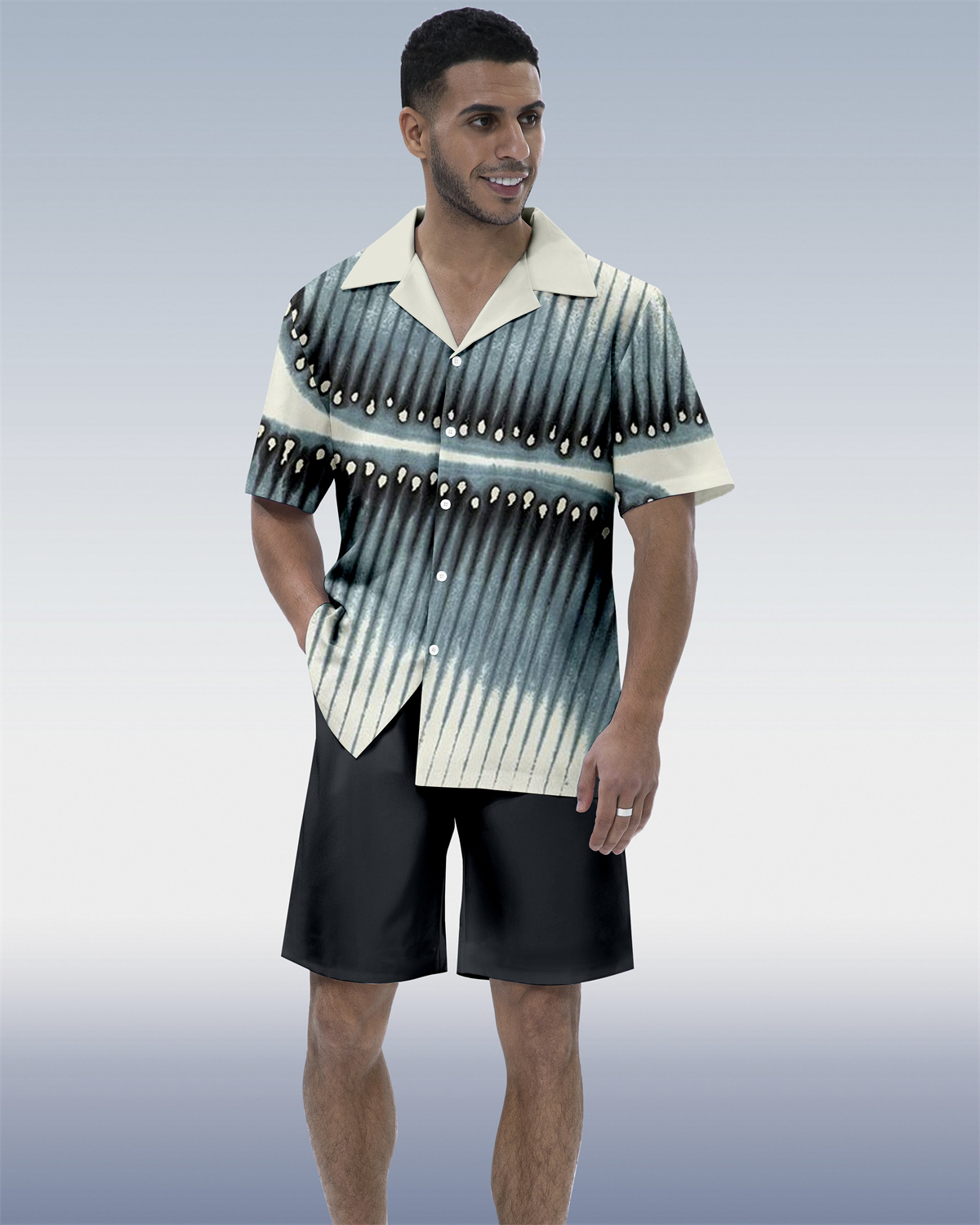 Ensemble à manches courtes Suitmens pour homme, imprimé géométrique abstrait contrasté, taille 140