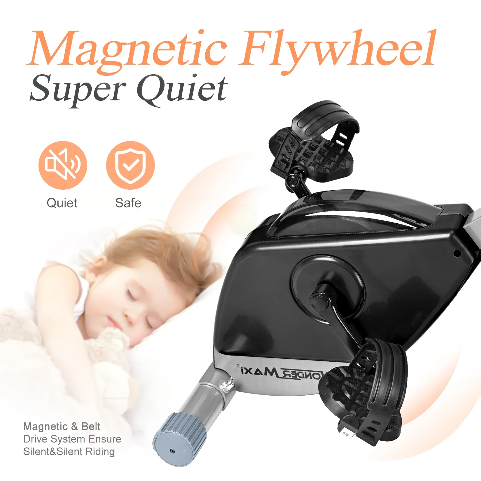 Foldable Exercise Bike for Home Magnetic Stationary Bike Indoor Cycling Upright Bicycle Indoor Cycle Recumbent Exercise Bike with Arm Resistance Bands - Image 4
