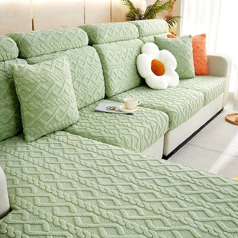 Full Wrap Soft Fleece Stretch Sectional Couch Cover