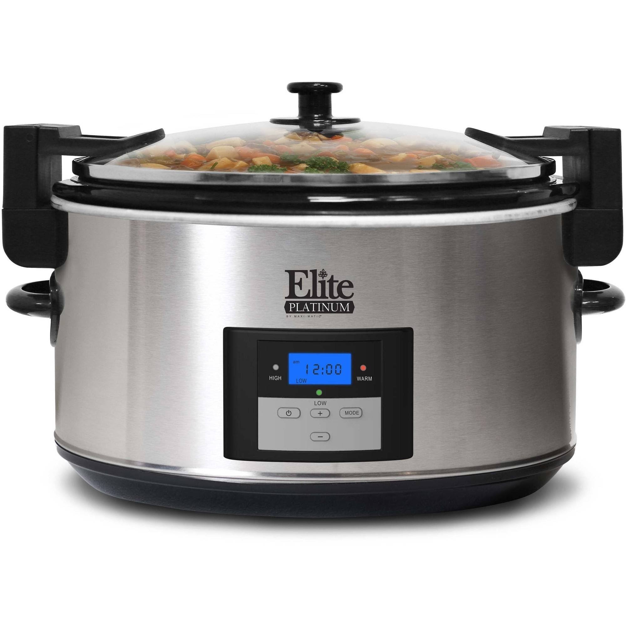 Elite Platinum 8.5-Quart Stainless Steel Programmable Slow Cooker with Locking Lid