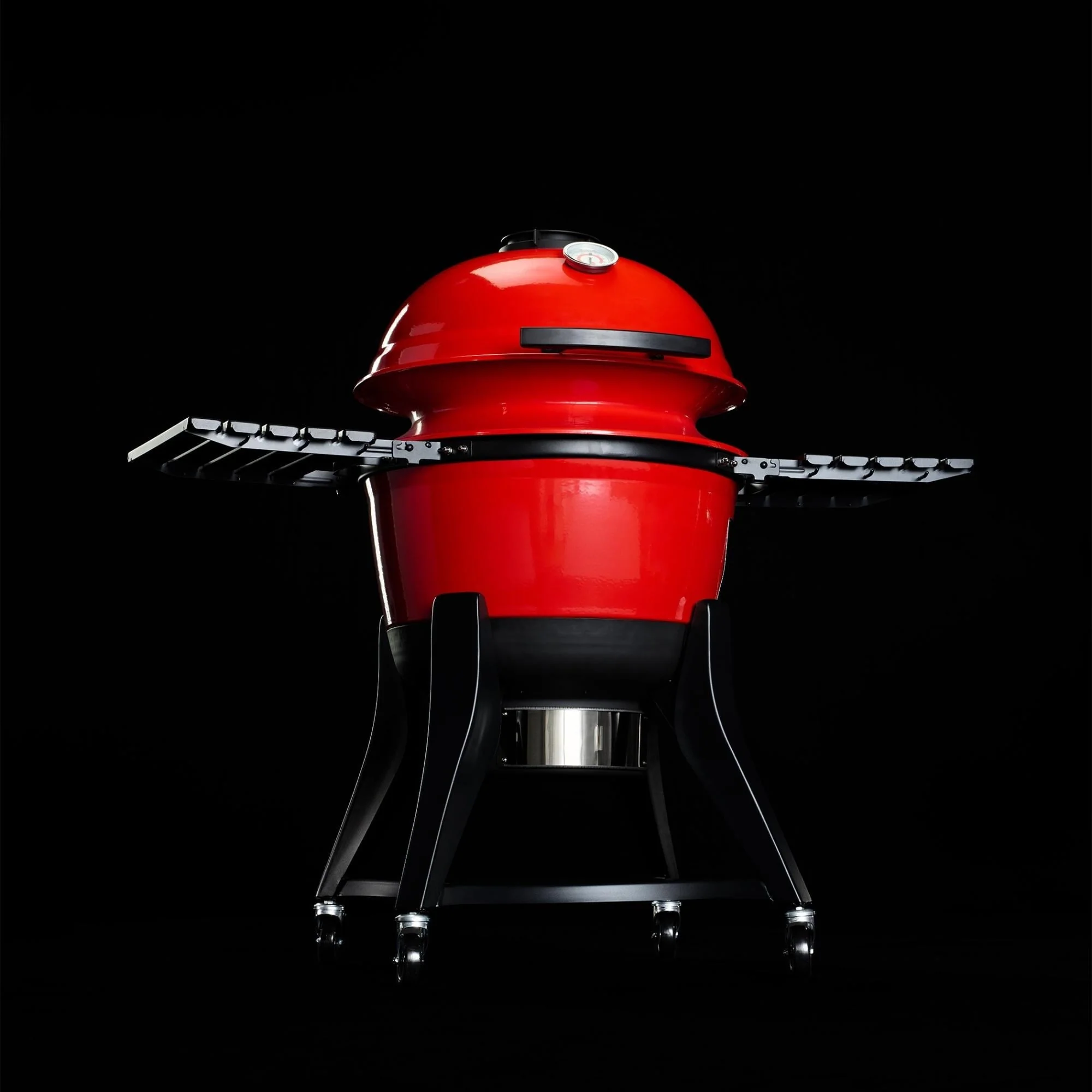Kettle Joe 22 in. Charcoal Grill in Red with Hinged Lid, Cart, and Side Shelves - Image 9