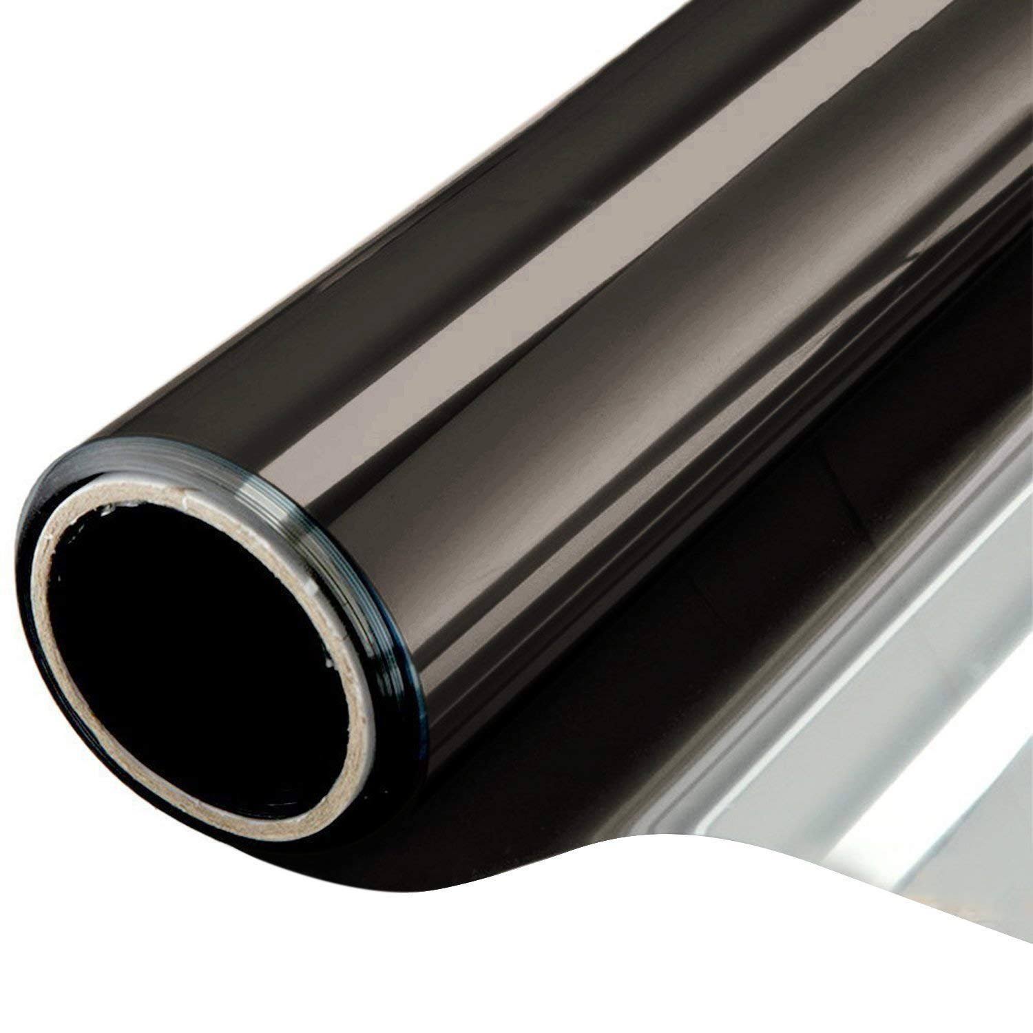 WPCTEV Window Film One Way Mirror Film Daytime Privacy Static Non-Adhesive Decorative Heat Control Anti UV Window Tint for Home and Office Black