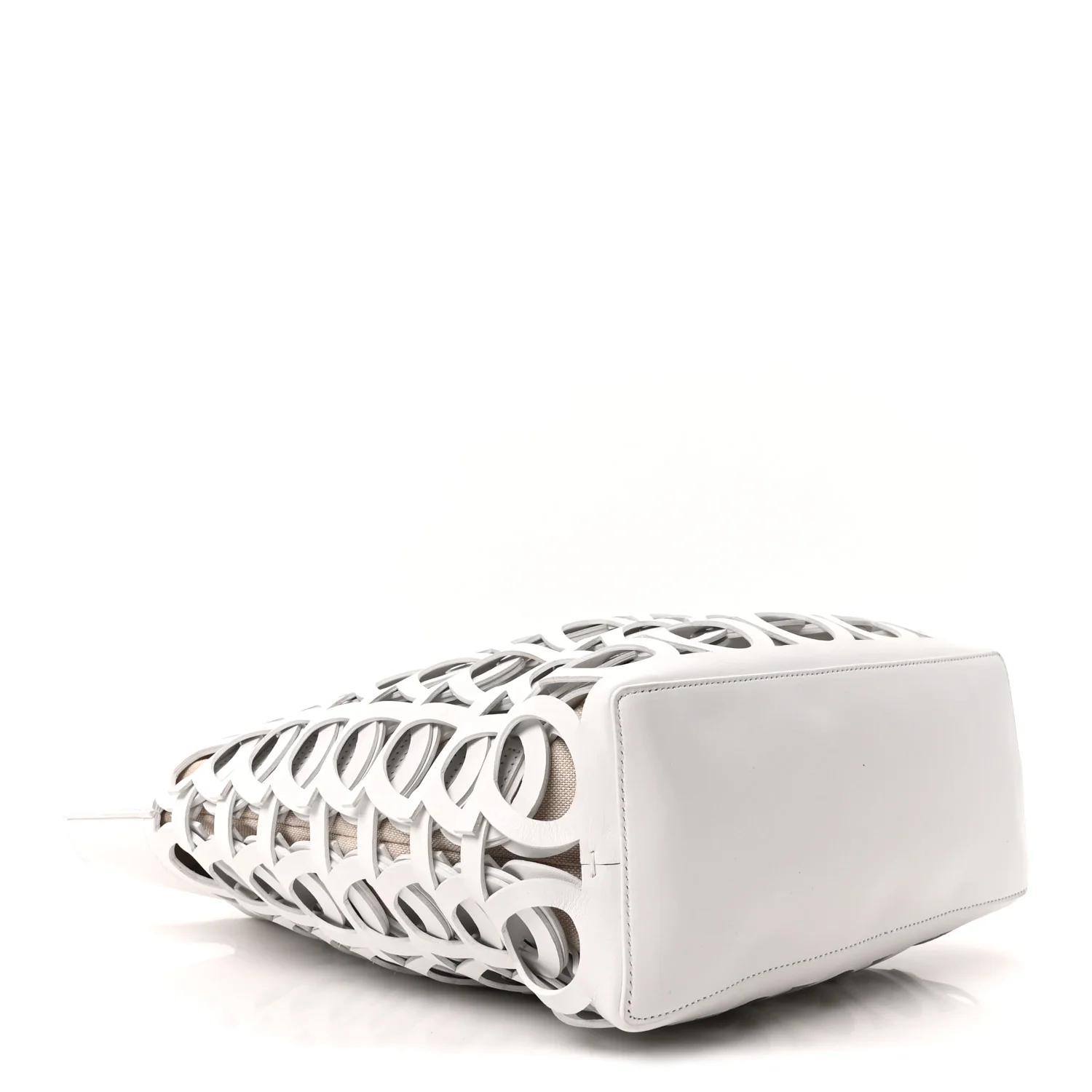 Calfskin Perforated Medium Gancini Tote Bag Optic White