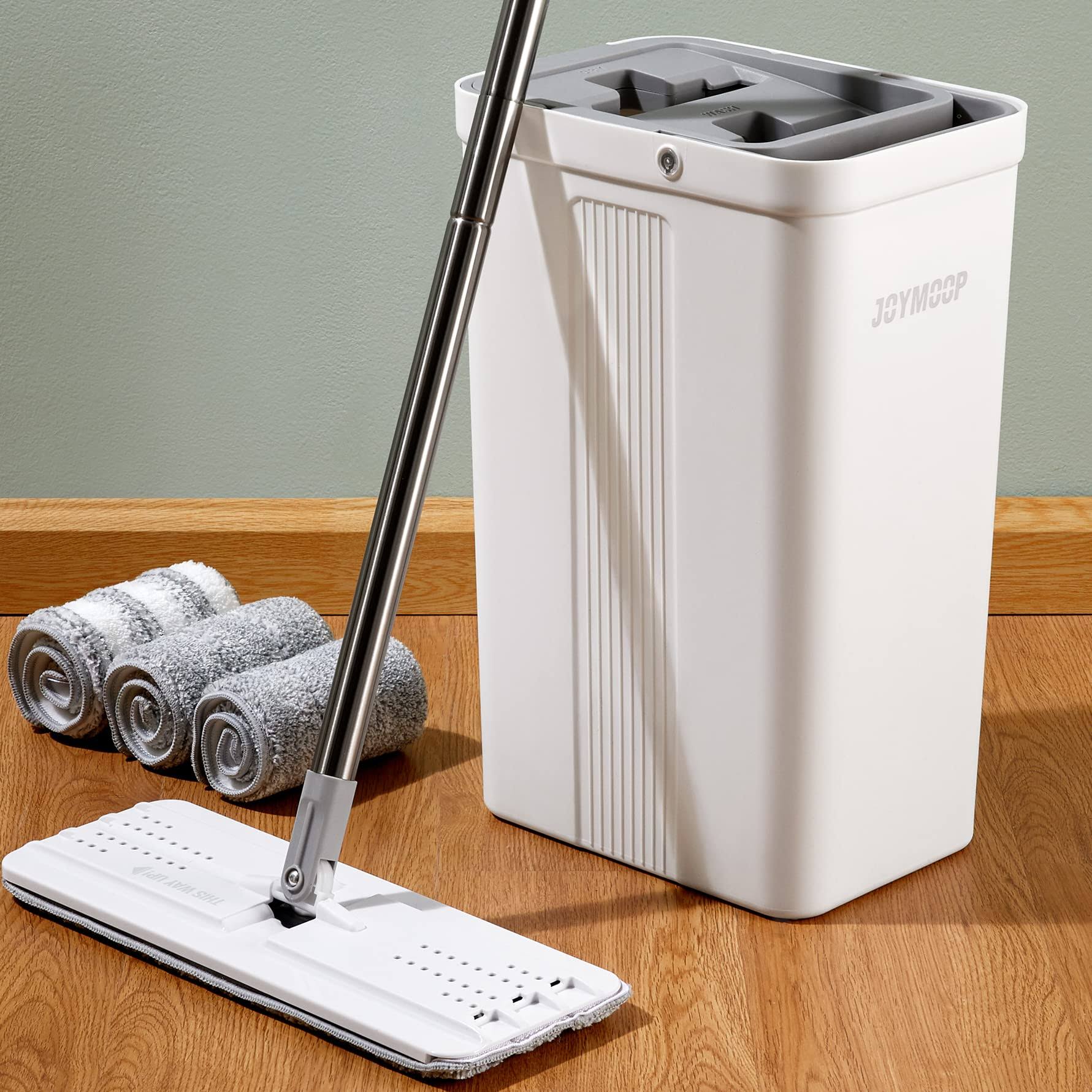JOYMOOP Mop and Bucket with Wringer Set, Flat Floor Mop and Bucket