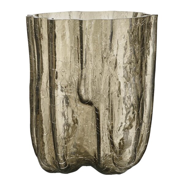 Crackle vase 27 cm taupe