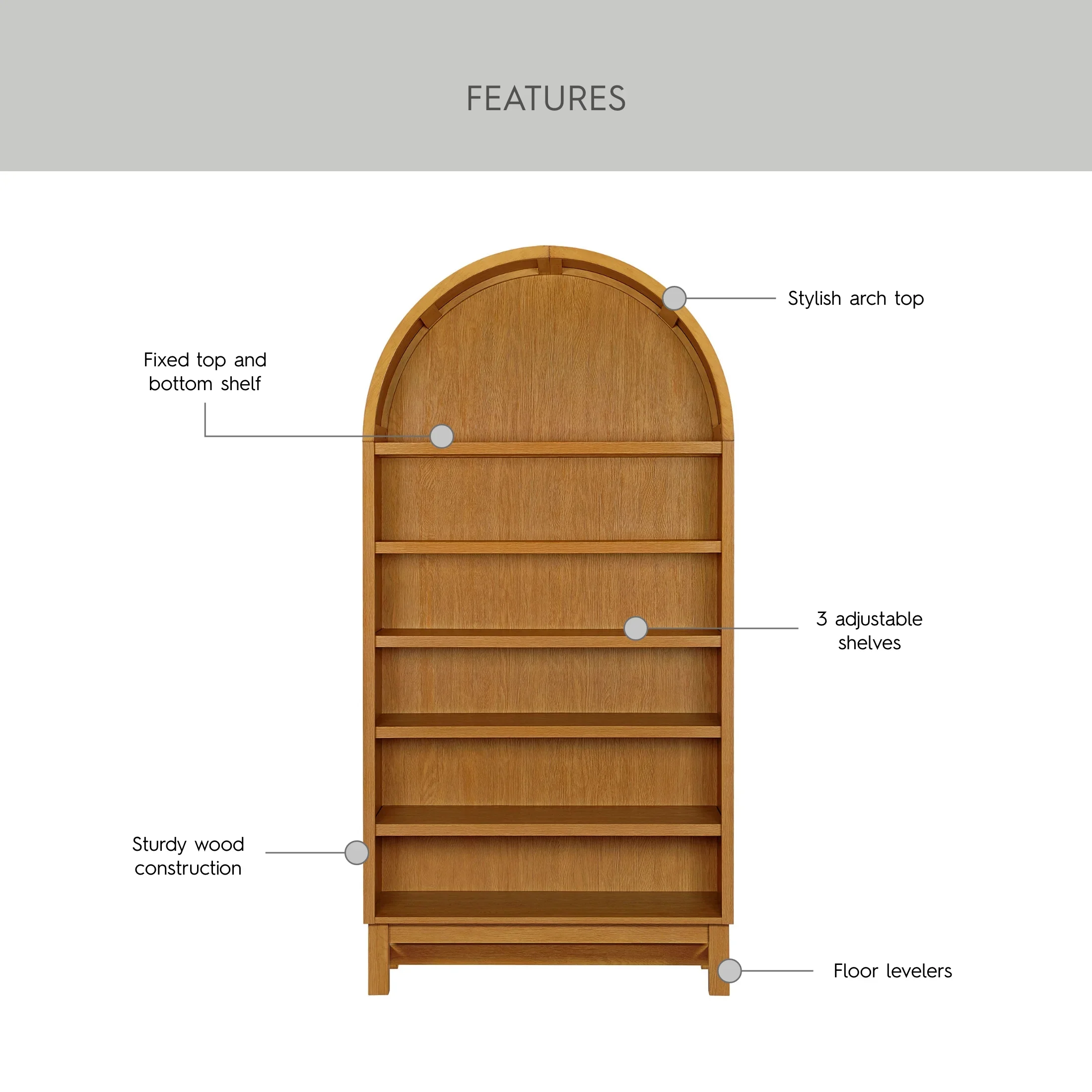 Better Homes & Gardens Juliet Open Arch Bookcase, Rich Black and Light Honey