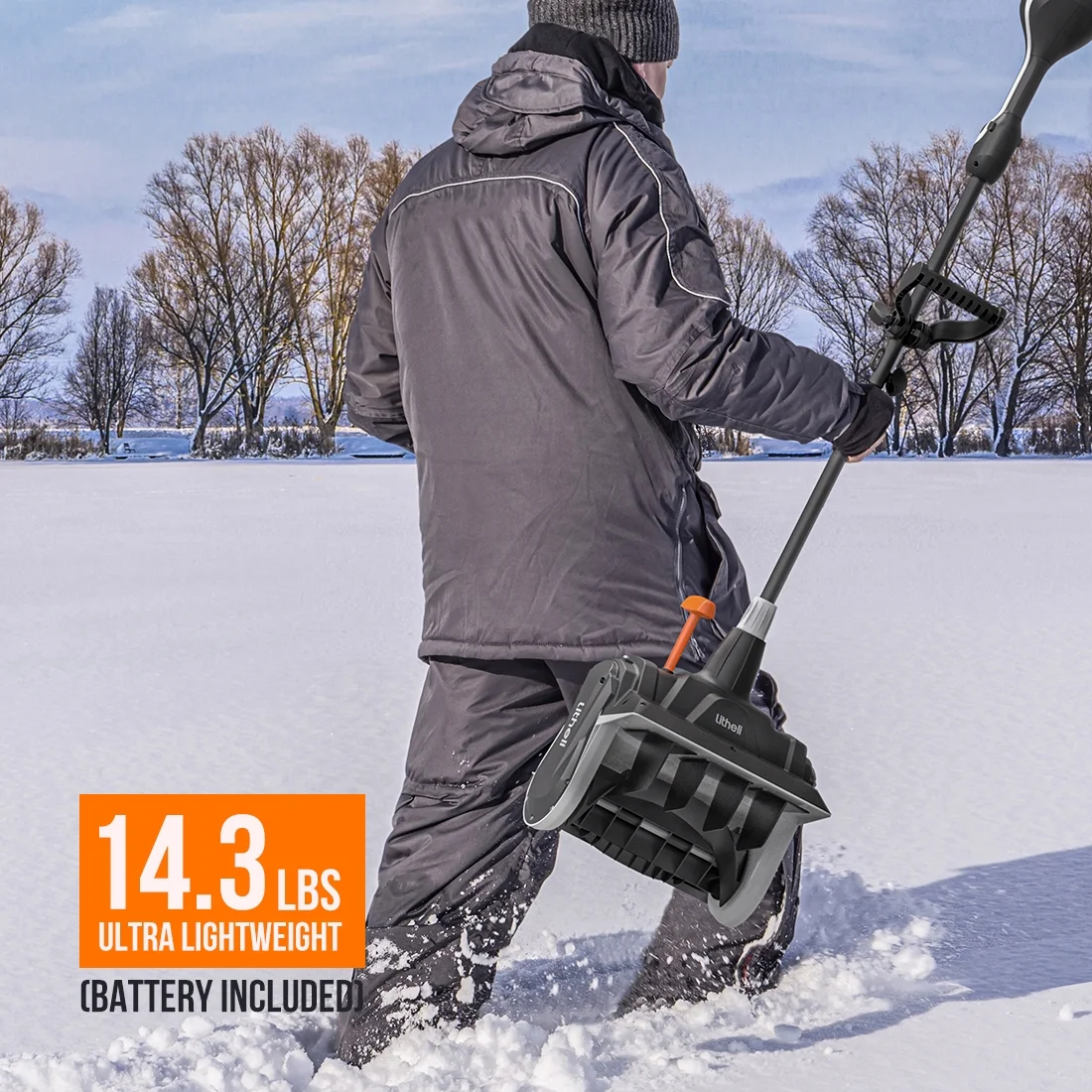 U20 Cordless Snow Shovel, 20V 13 inch Battery Powered Snow Thrower, Battery Snow Blower with Brushless Motor, with 2*2 5Ah Li ion Battery Image 5