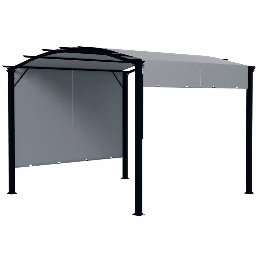 Spaco 11' x 11' Outdoor Retractable Pergola with Canopy for Outdoor as Garden, Backyard, Sturdy Steel Frame & UV-Resistant Canopy, Gray
