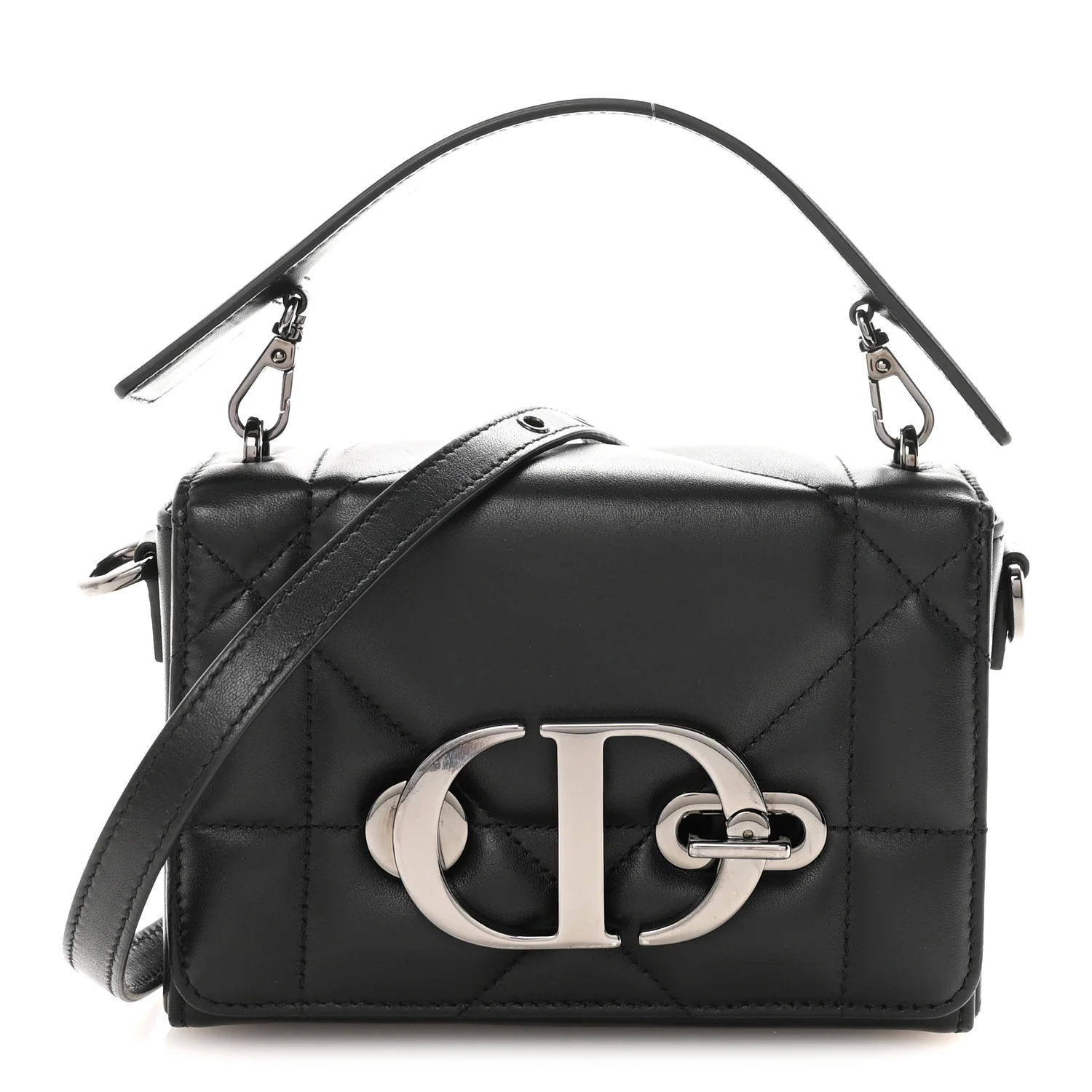 Lambskin Maxi Cannage Small 30 Montaigne Chain Top Handle Bag Black